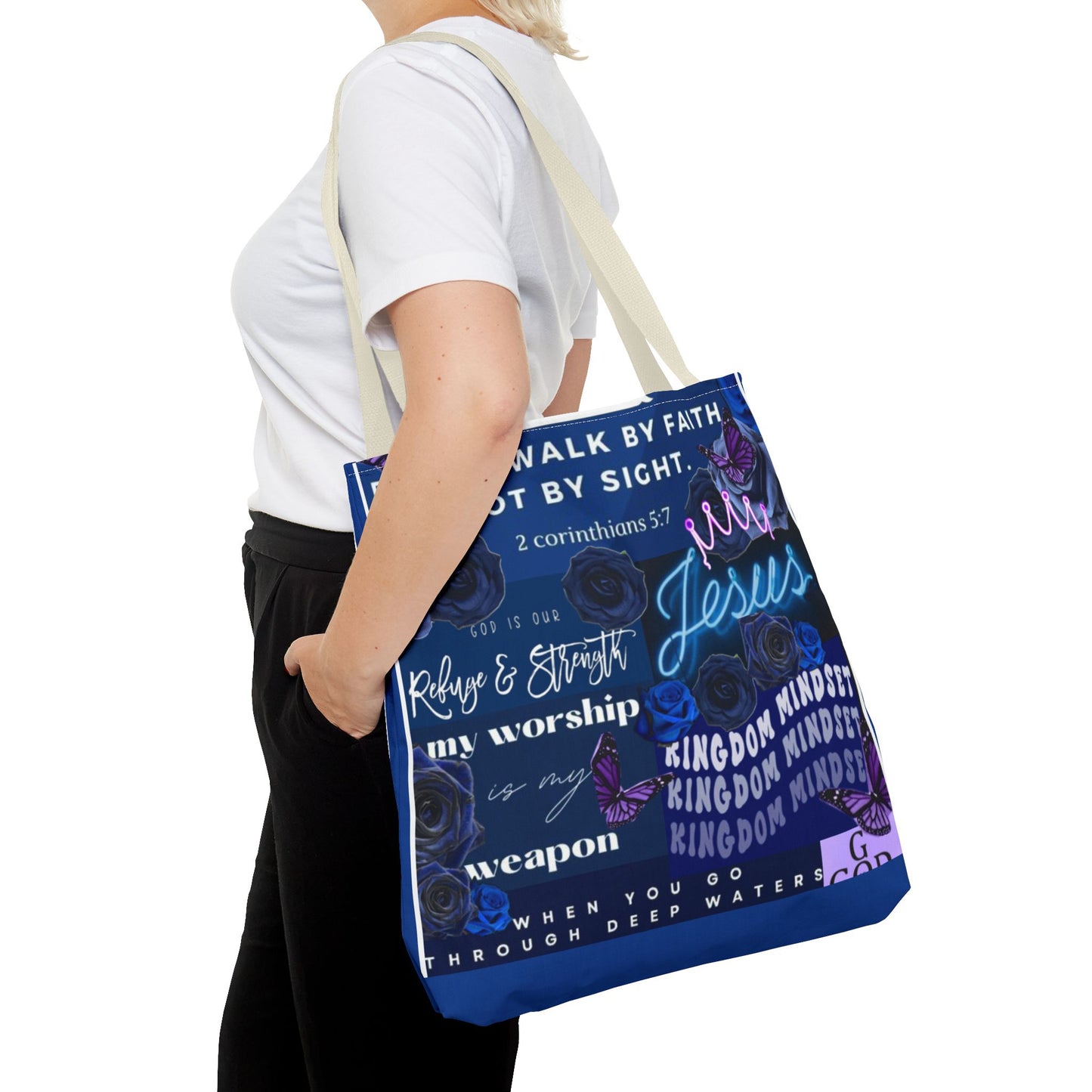 Kingdom mindset tote bold blue faith & scripture bag