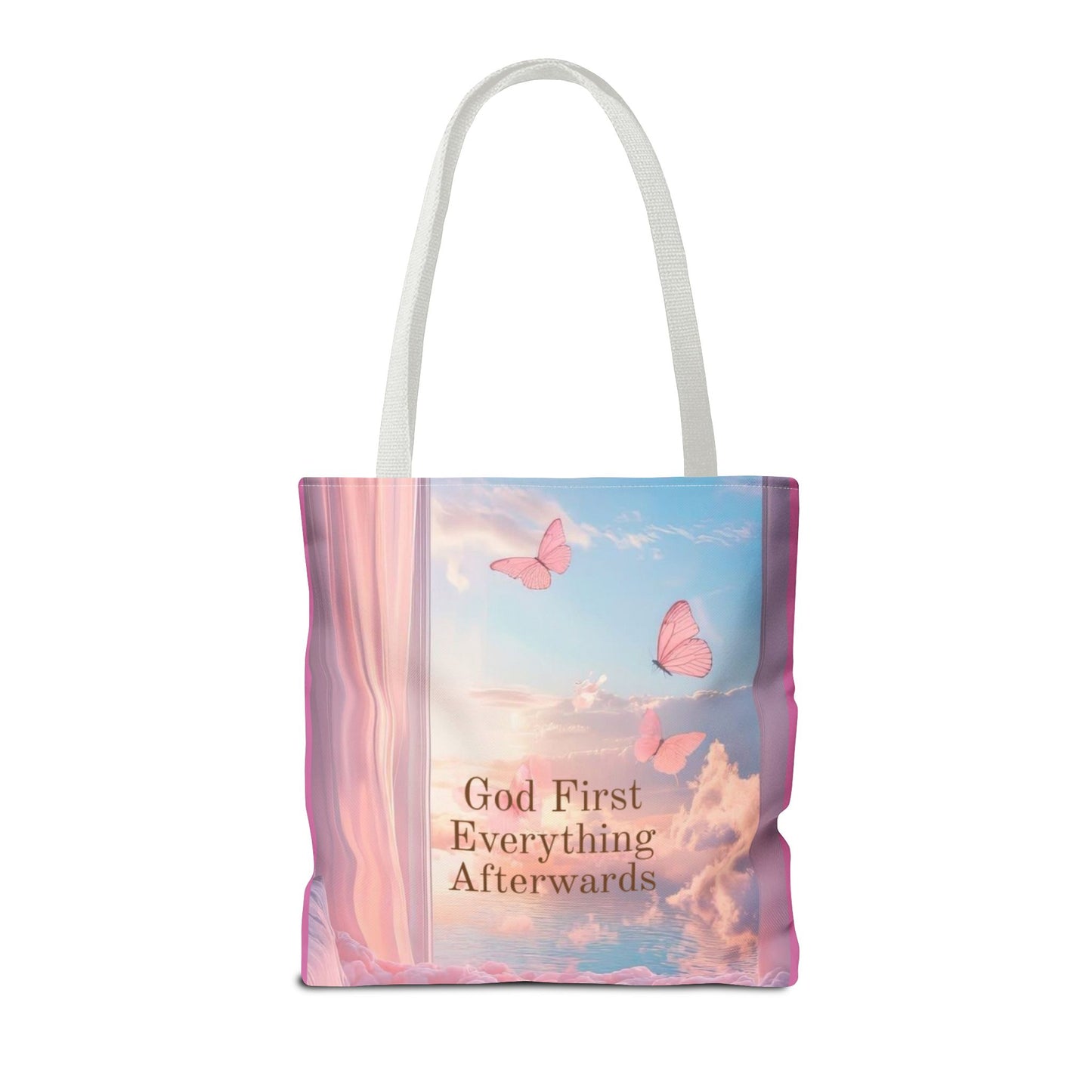 God first everything afterwards pink Tote Bag
