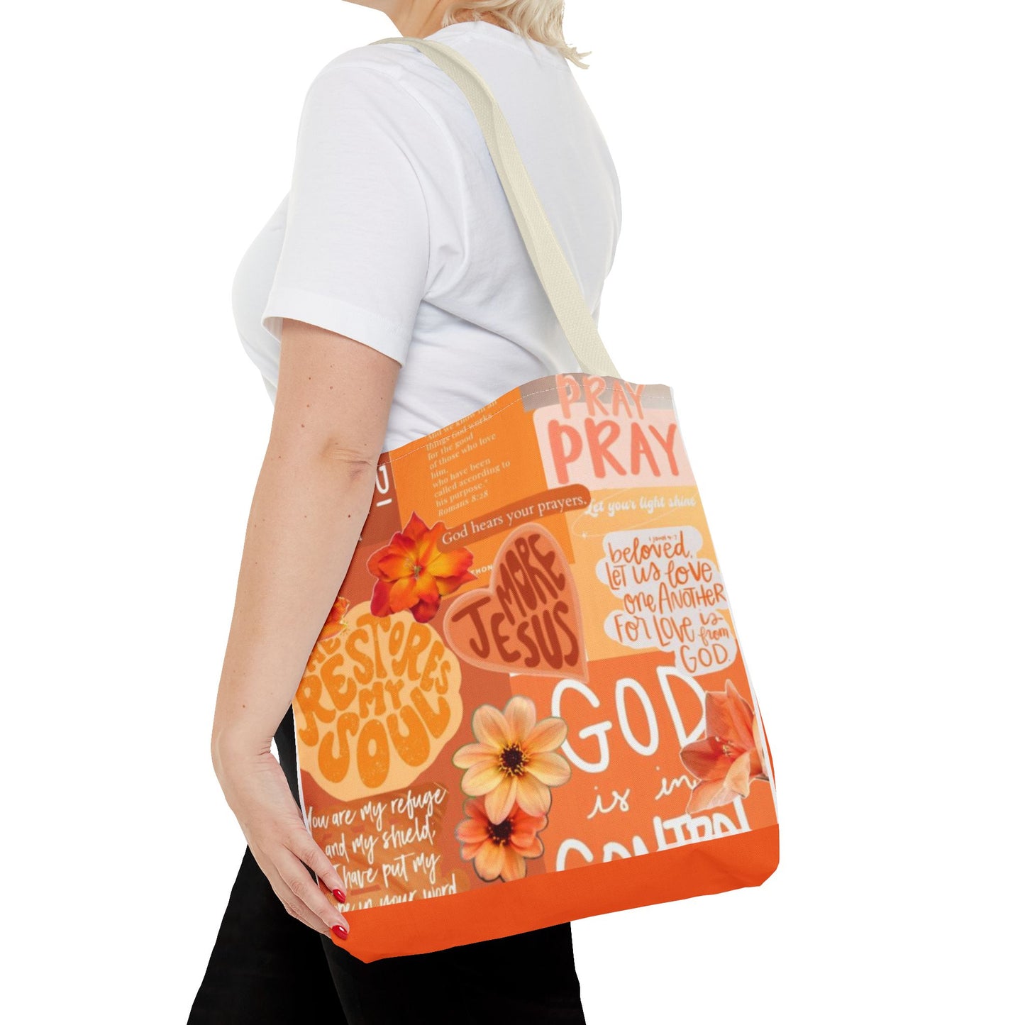 God is in control to bold faith, bright hope tote bag