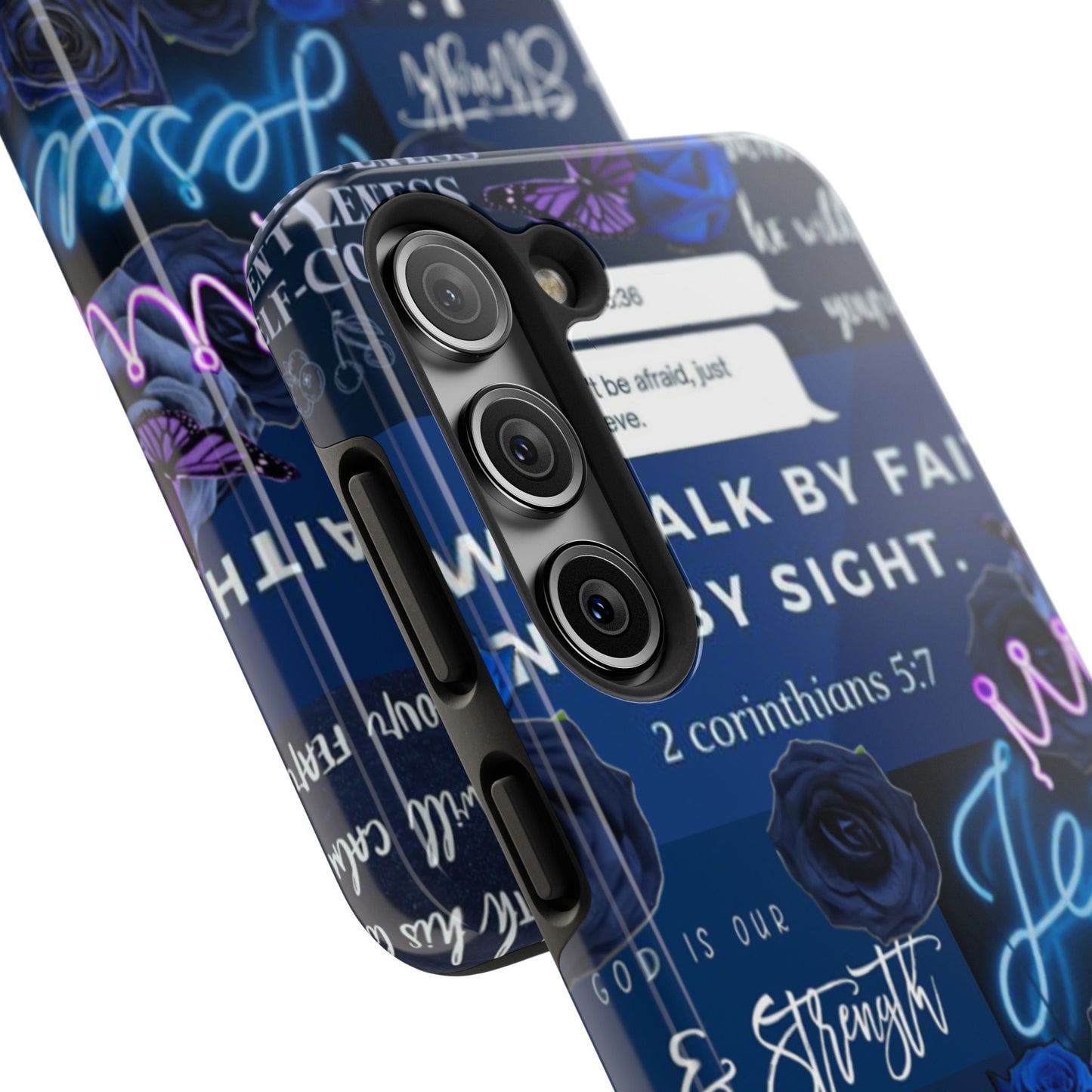 Kingdom mindset phone case deep blue faith & scripture collage