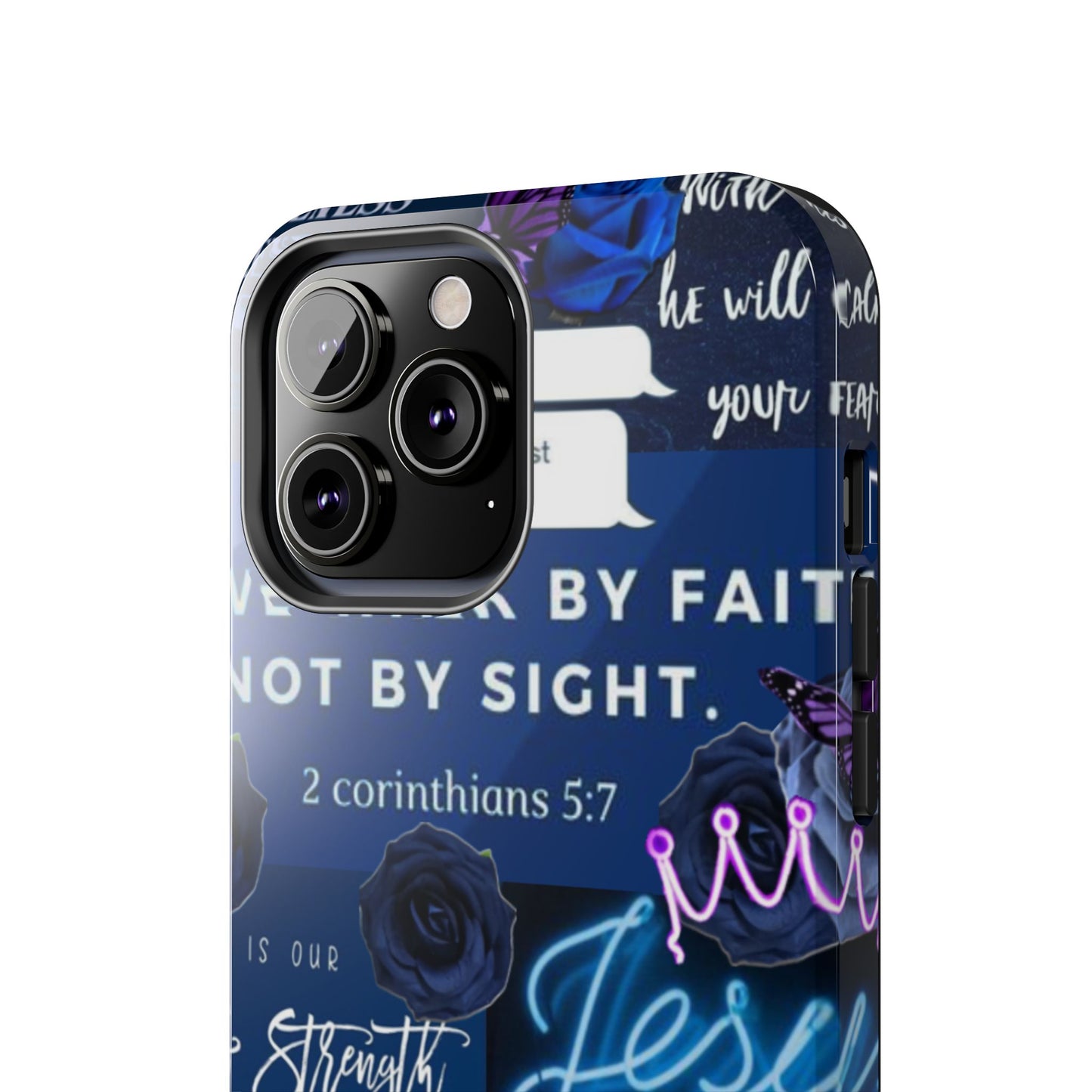 Kingdom mindset phone case deep blue faith & scripture collage