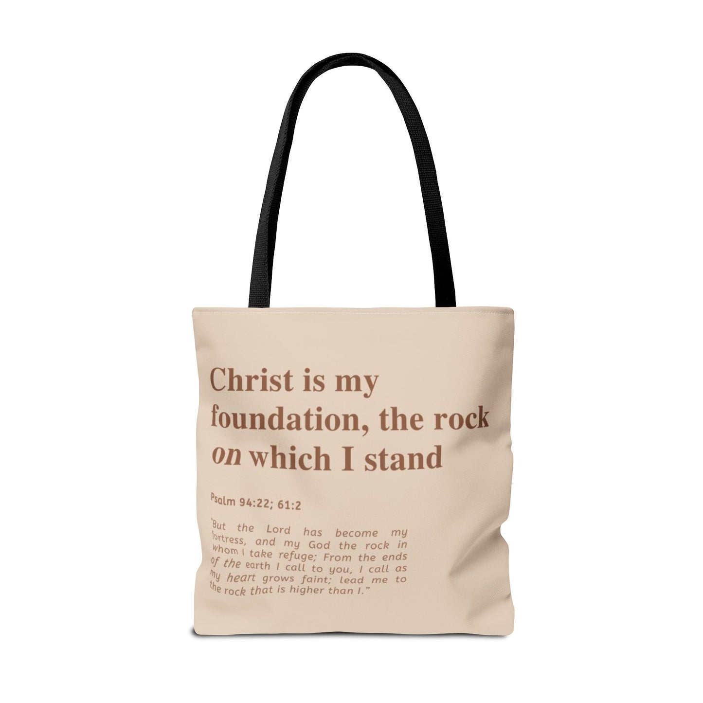 Inspirational Tote Bag | "Christ is My Foundation"