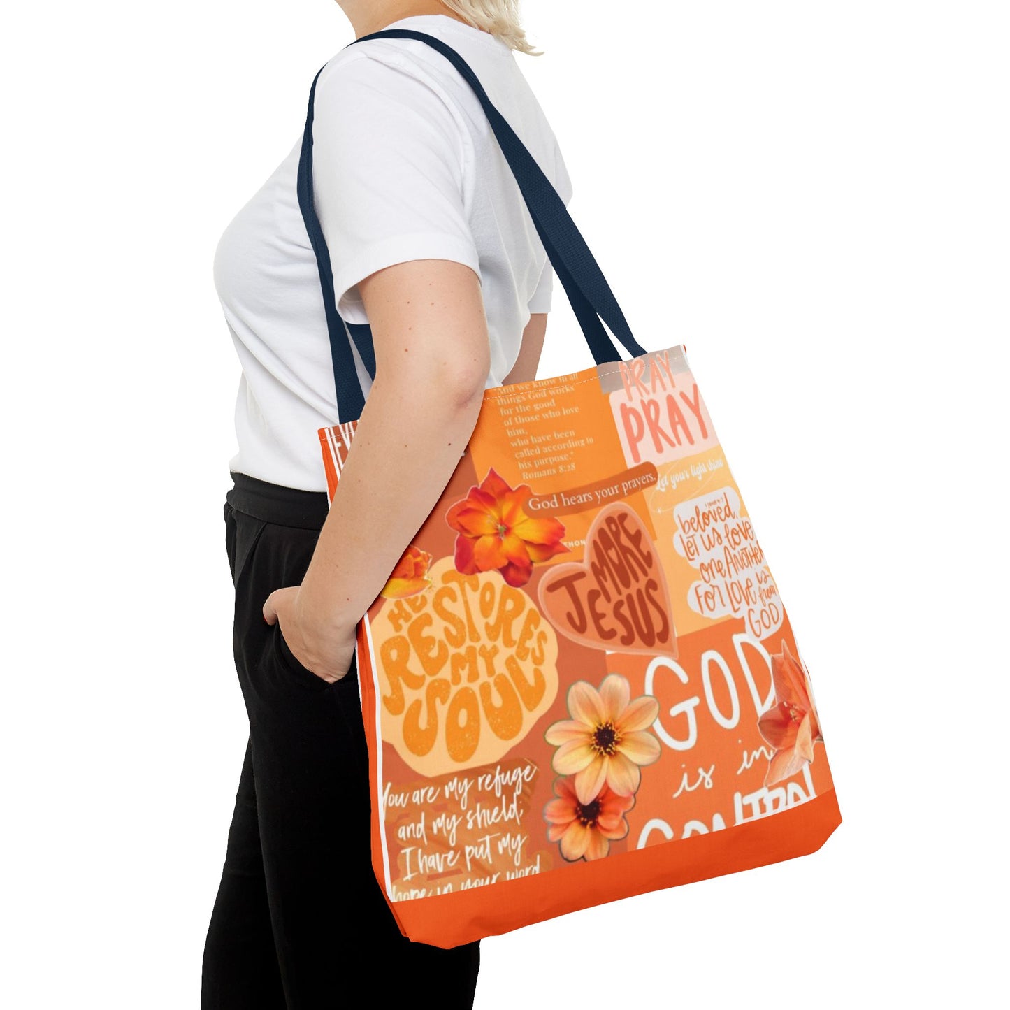 God is in control to bold faith, bright hope tote bag