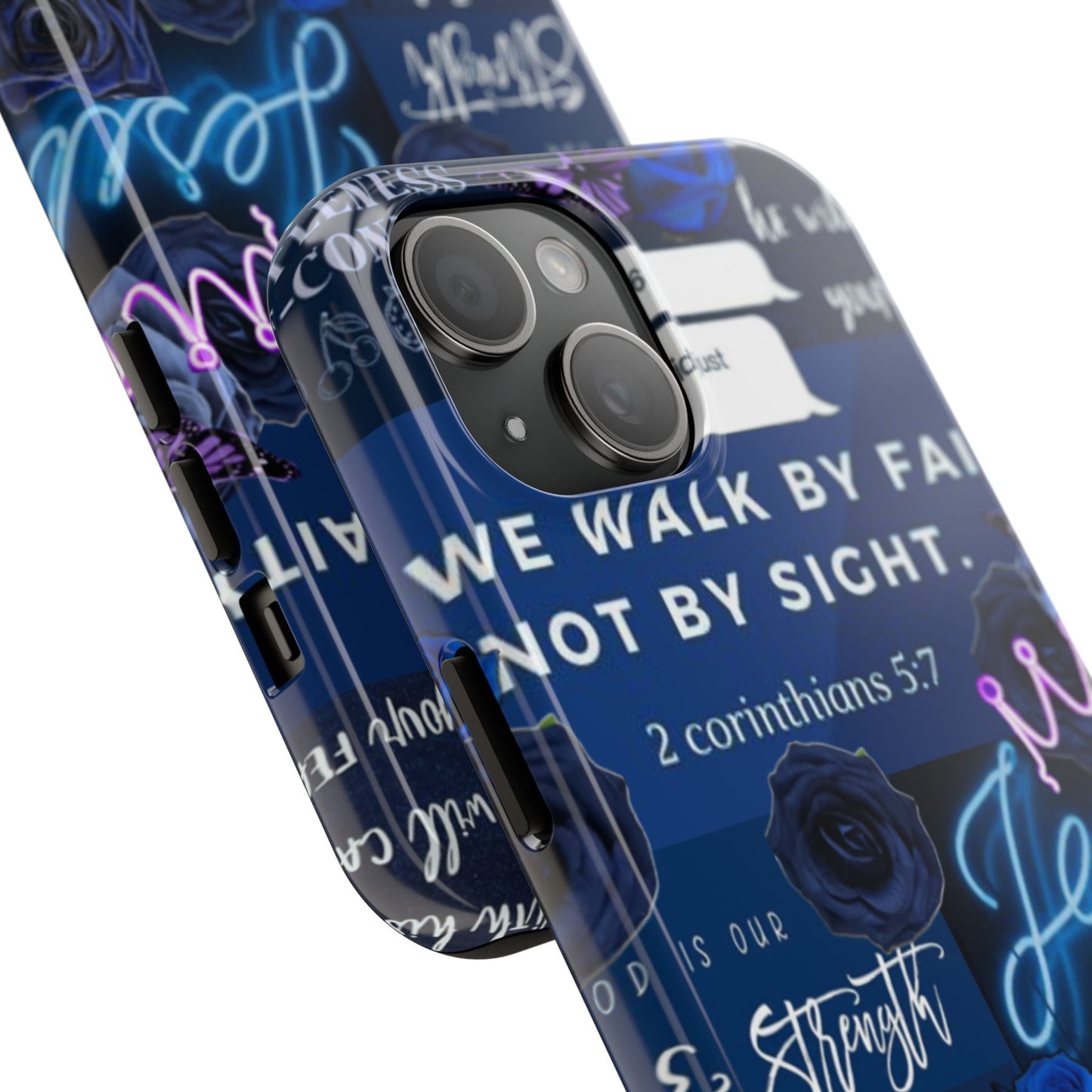 Kingdom mindset phone case deep blue faith & scripture collage