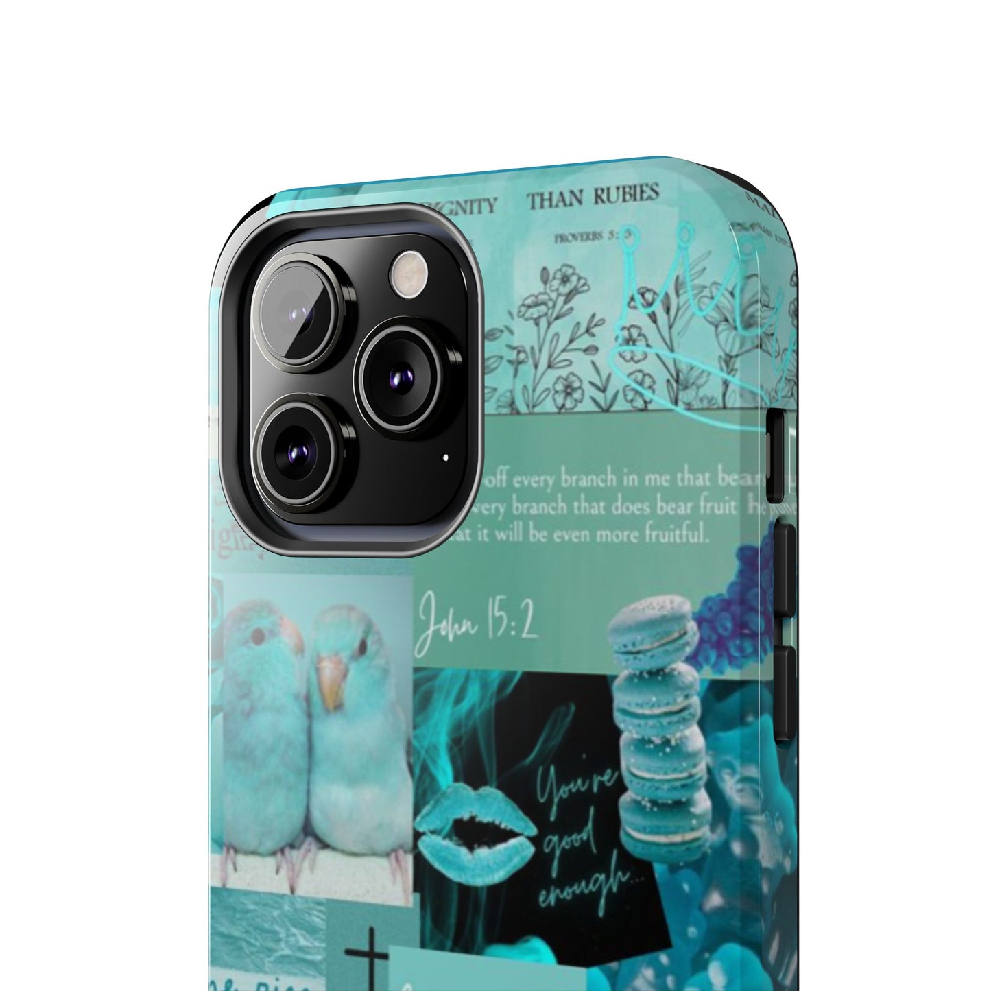 Beautiful one phone case aqua teal scripture collage