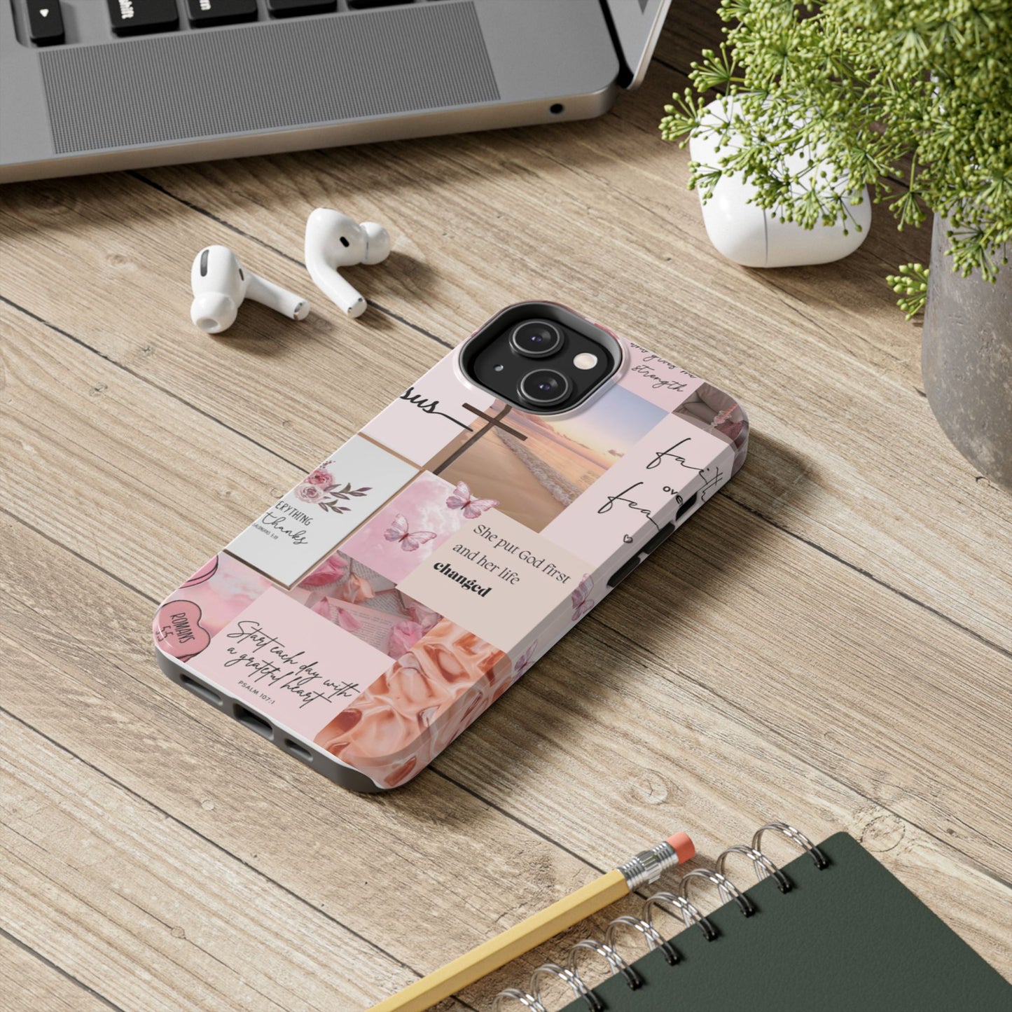 Put God first phone case, gentle strength, and soft surrender