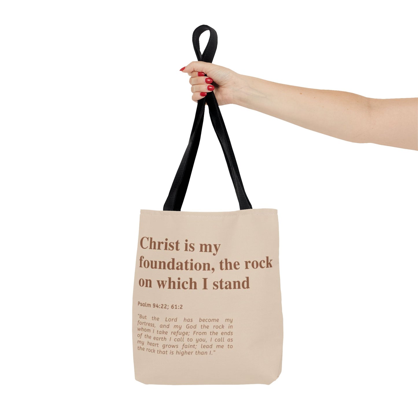 Inspirational Tote Bag | "Christ is My Foundation"