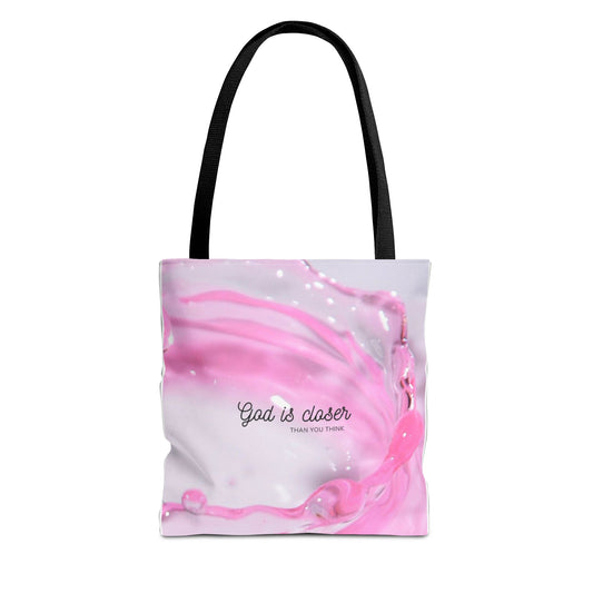 Inspirational Tote Bag - "God is Closer" - AOP Design