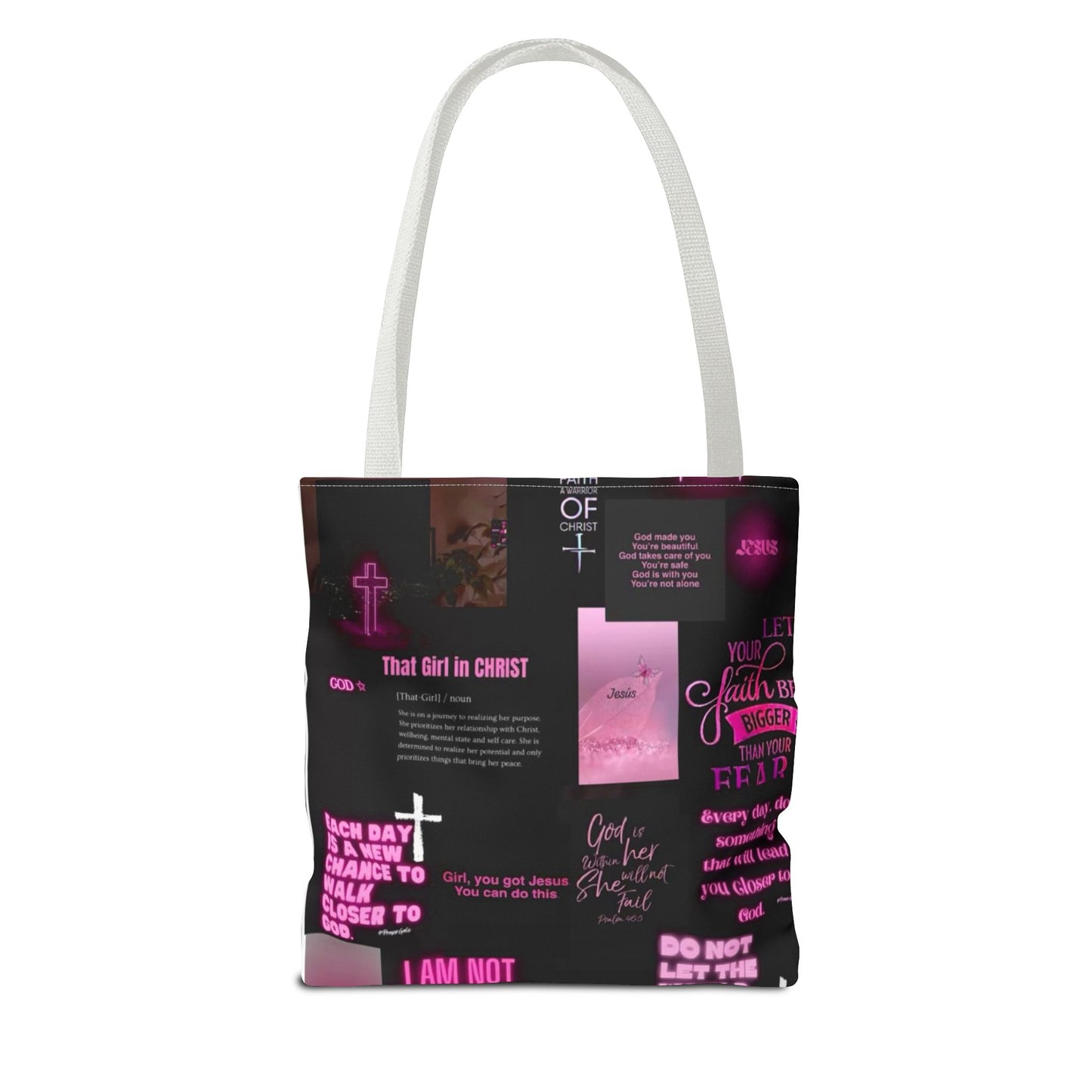 Faith-Inspired Tote Bag - Empowering Spiritual Quotes