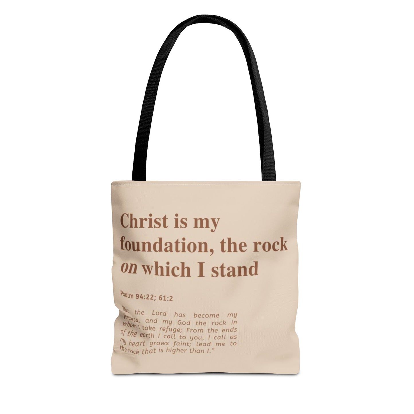 Inspirational Tote Bag | "Christ is My Foundation"