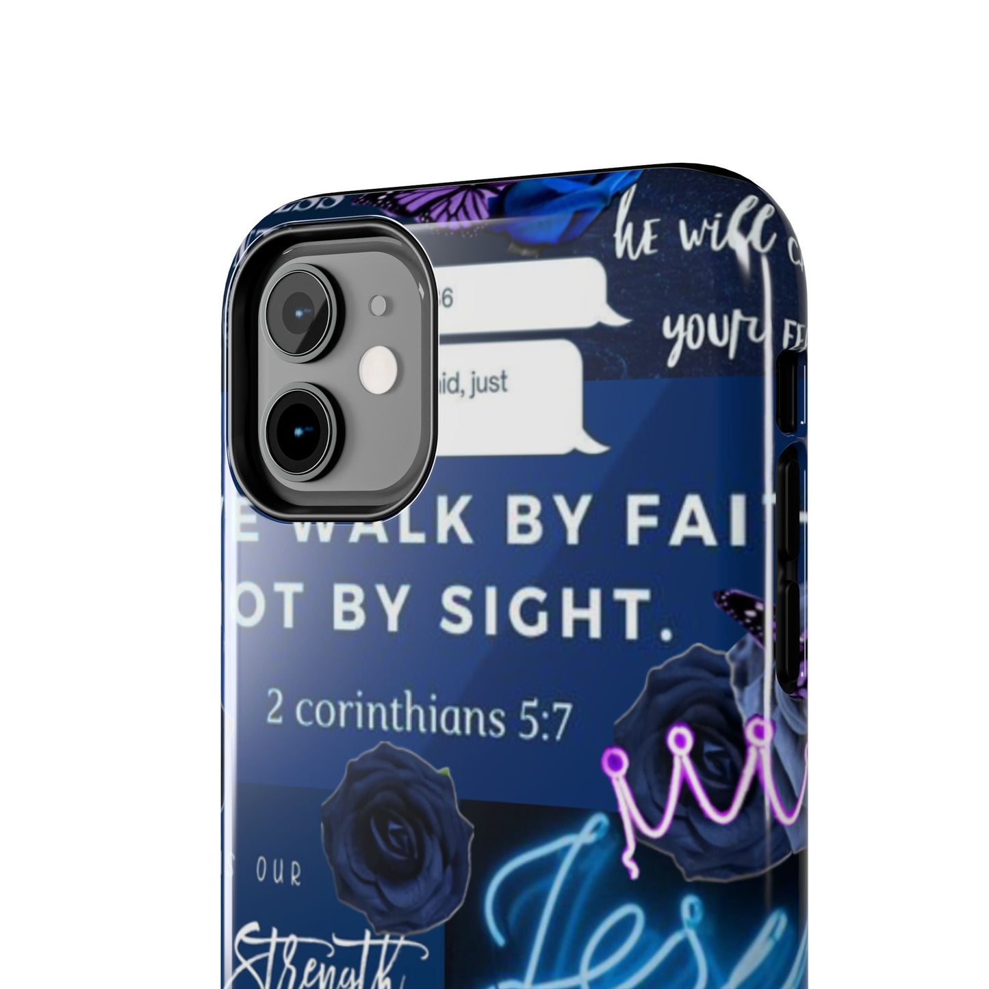 Kingdom mindset phone case deep blue faith & scripture collage