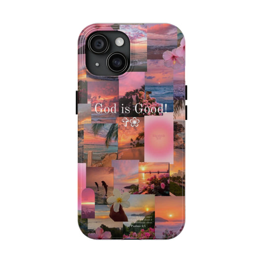 God is good phone case, peace, praise, and tropical faith
