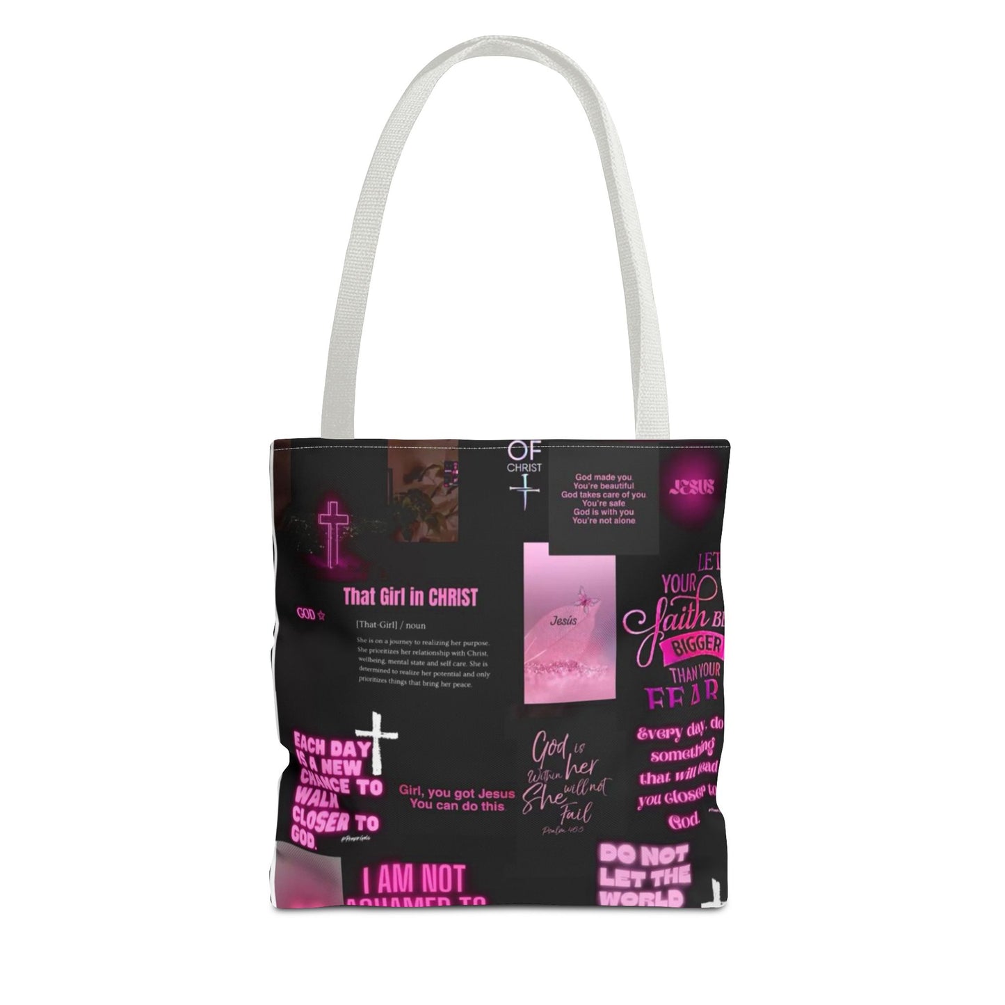 Faith-Inspired Tote Bag - Empowering Spiritual Quotes