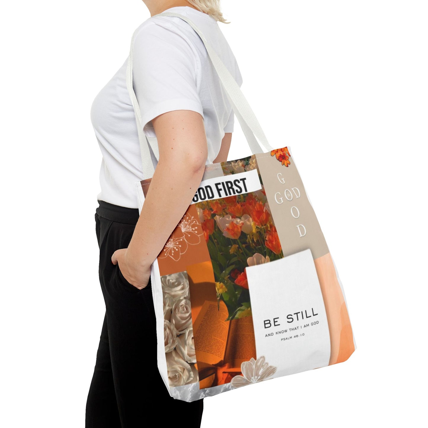 Spiritual Floral Tote Bag - "Put God First" Inspirational Design