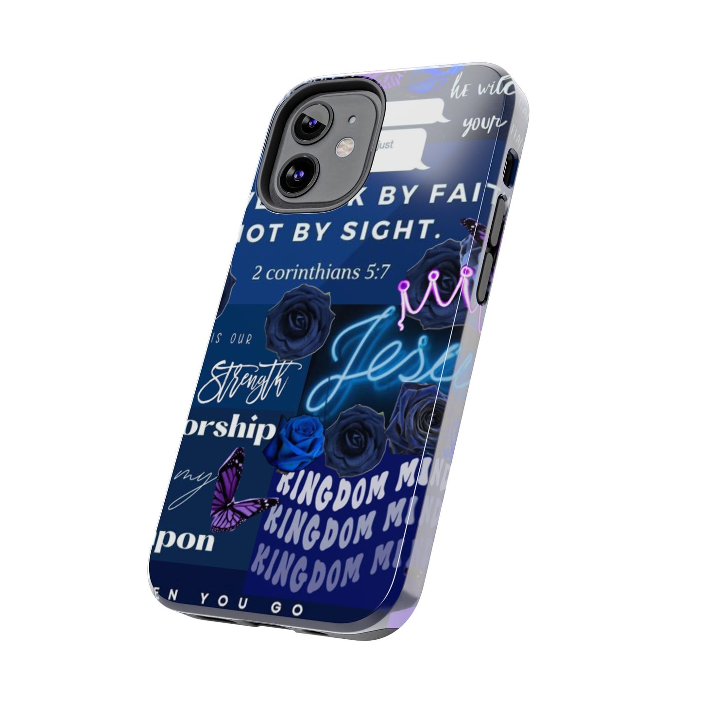 Kingdom mindset phone case deep blue faith & scripture collage
