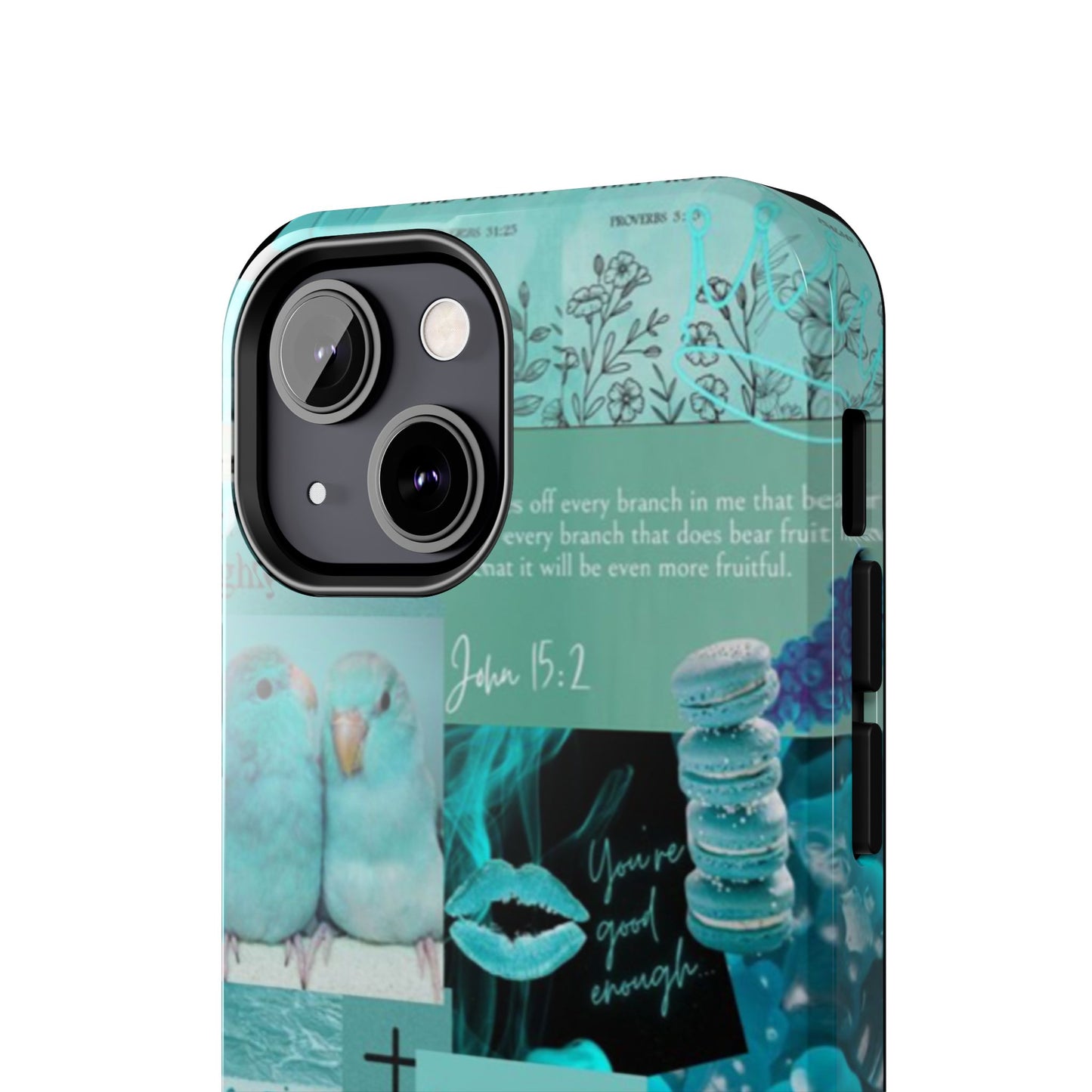 Beautiful one phone case aqua teal scripture collage