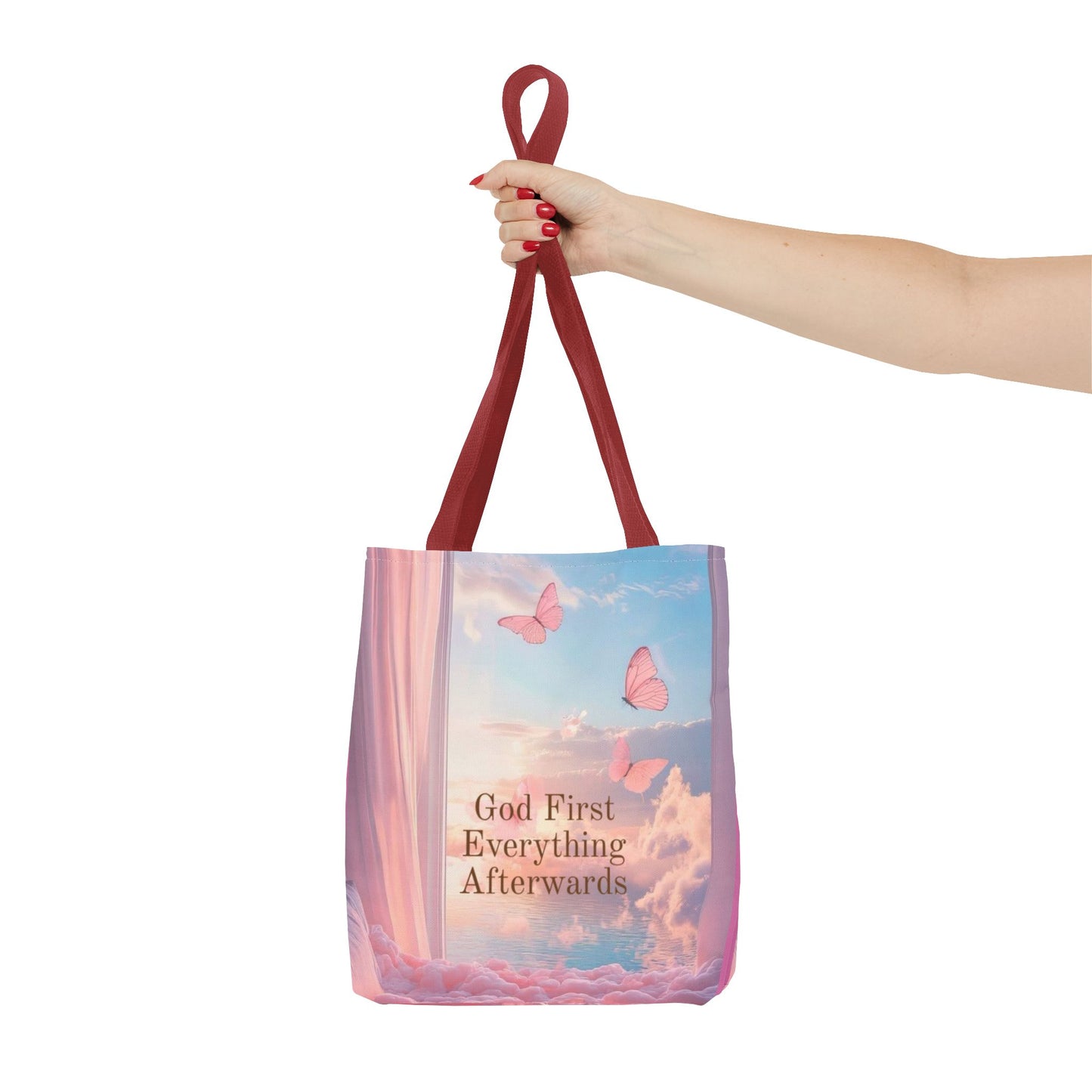 God first everything afterwards pink Tote Bag