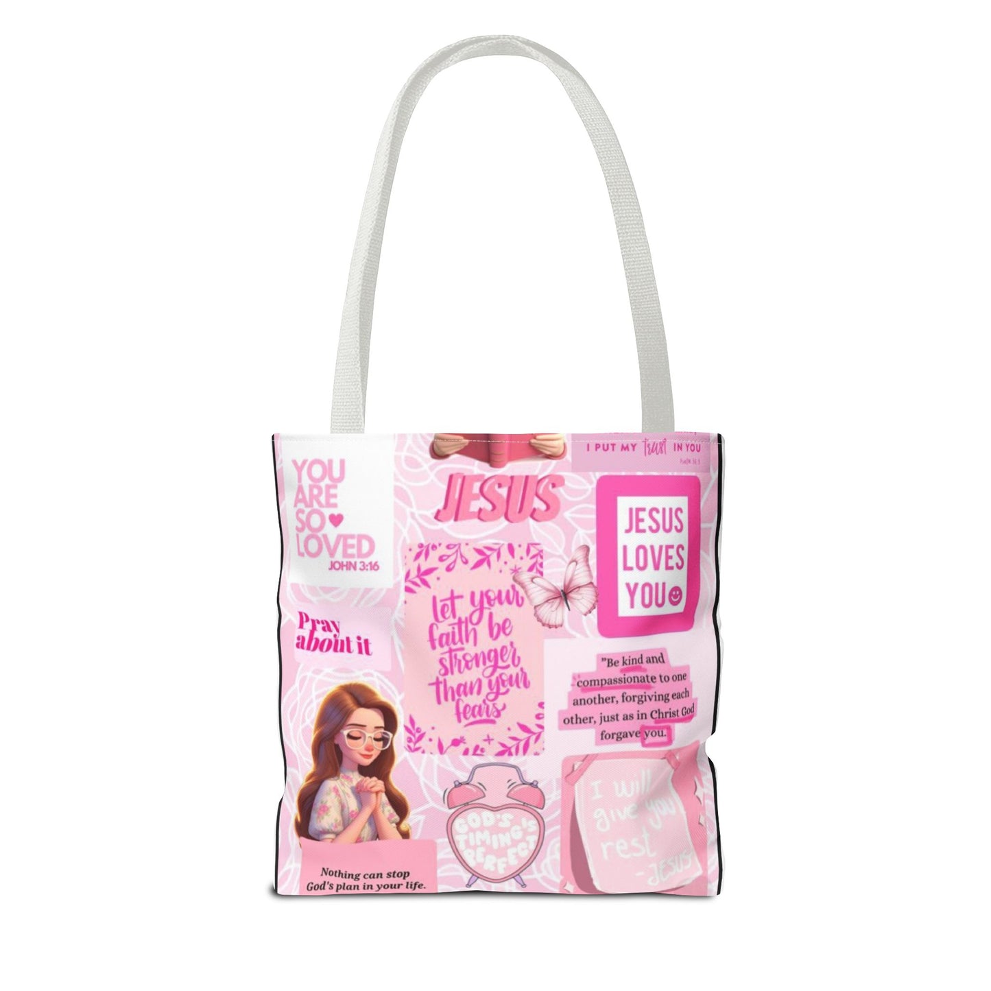 Inspirational Jesus Tote Bag - Motivational AOP Design