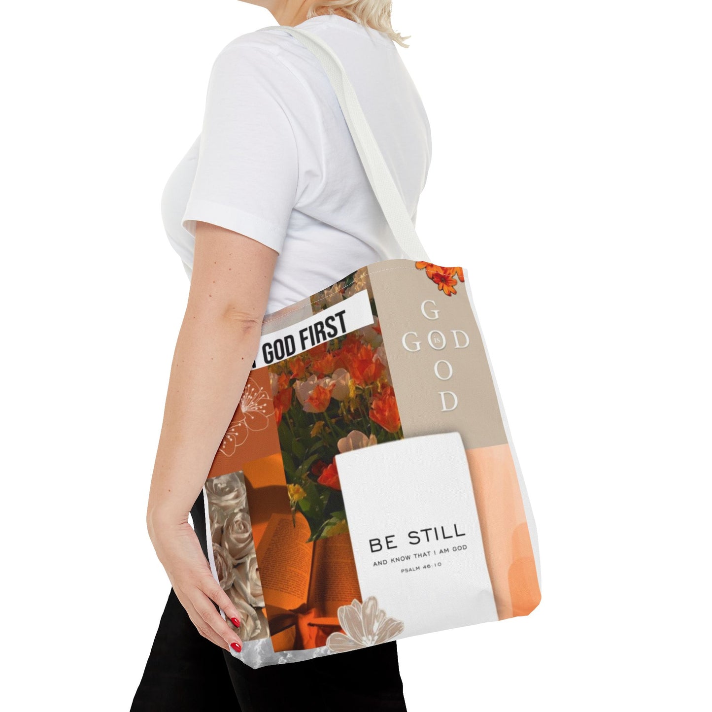 Spiritual Floral Tote Bag - "Put God First" Inspirational Design