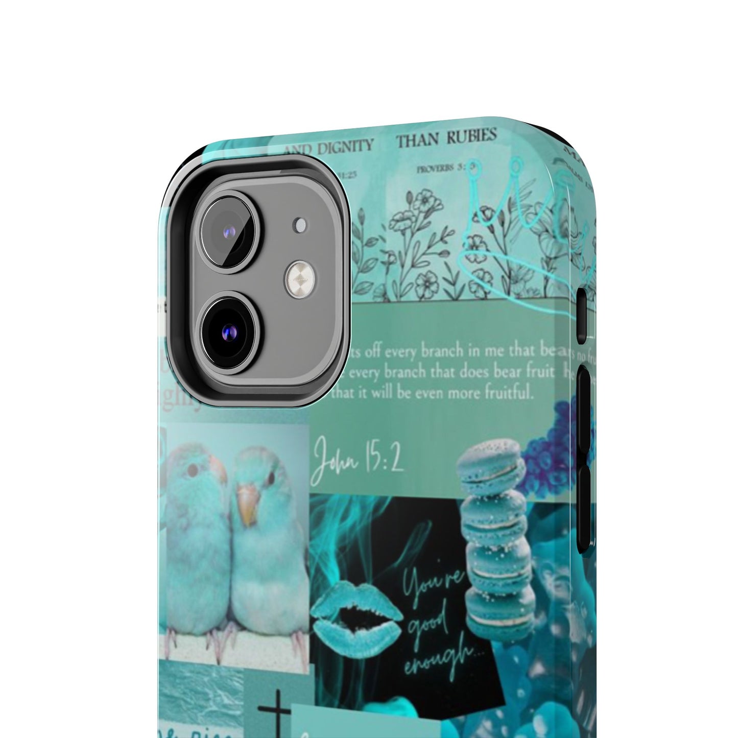 Beautiful one phone case aqua teal scripture collage