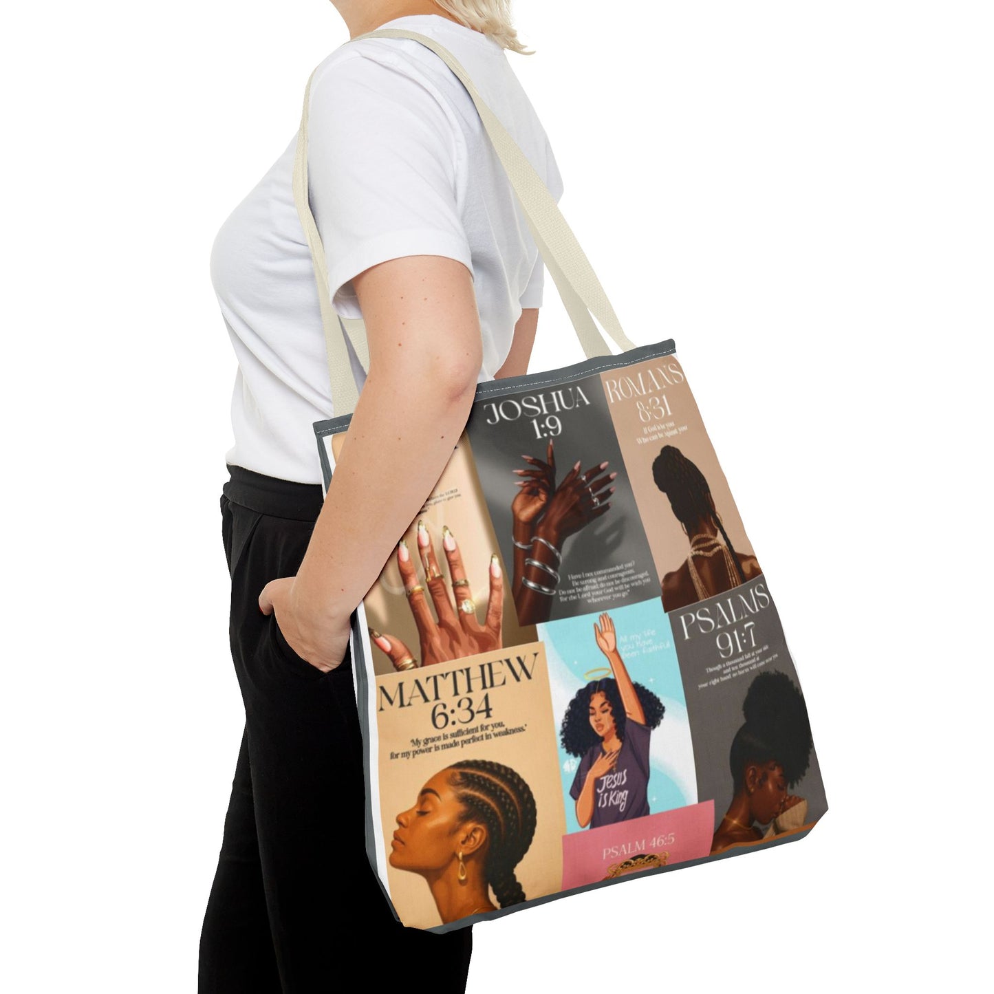 Inspirational Tote Bag - Faith-Inspired Design with Scripture Quotes