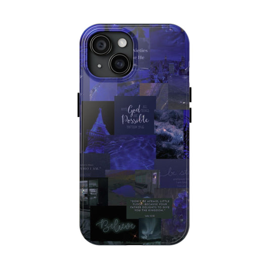 Deep blue faith, phone case with God, all things are possible