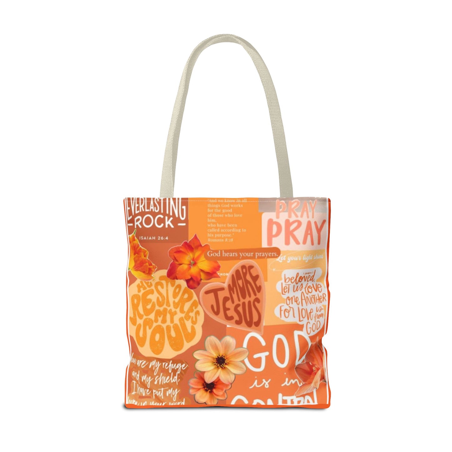 God is in control to bold faith, bright hope tote bag