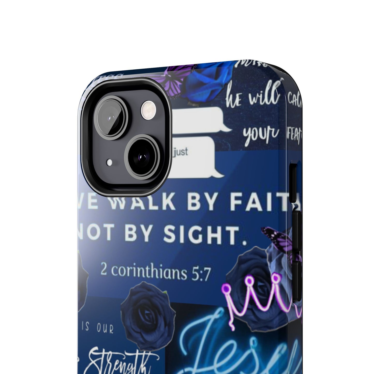 Kingdom mindset phone case deep blue faith & scripture collage
