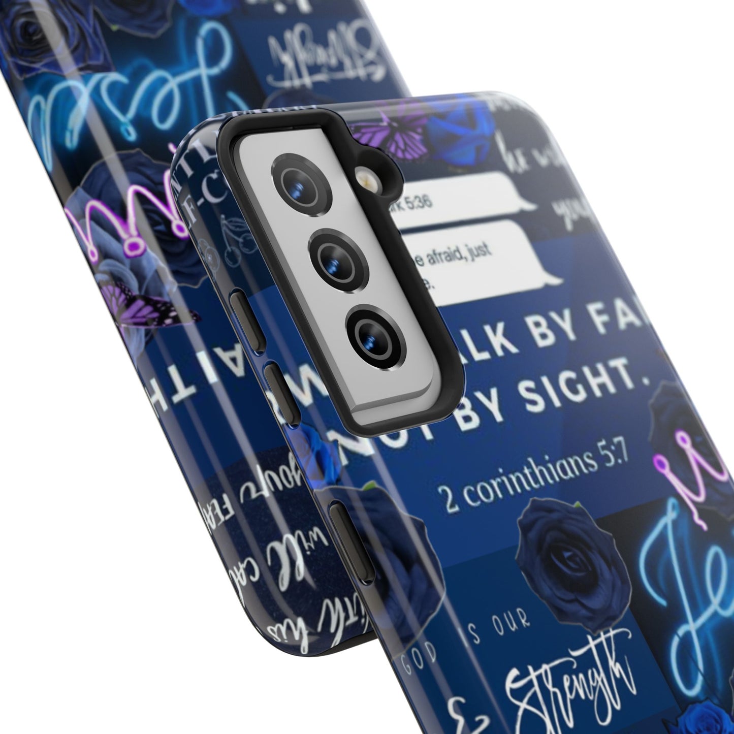 Kingdom mindset phone case deep blue faith & scripture collage
