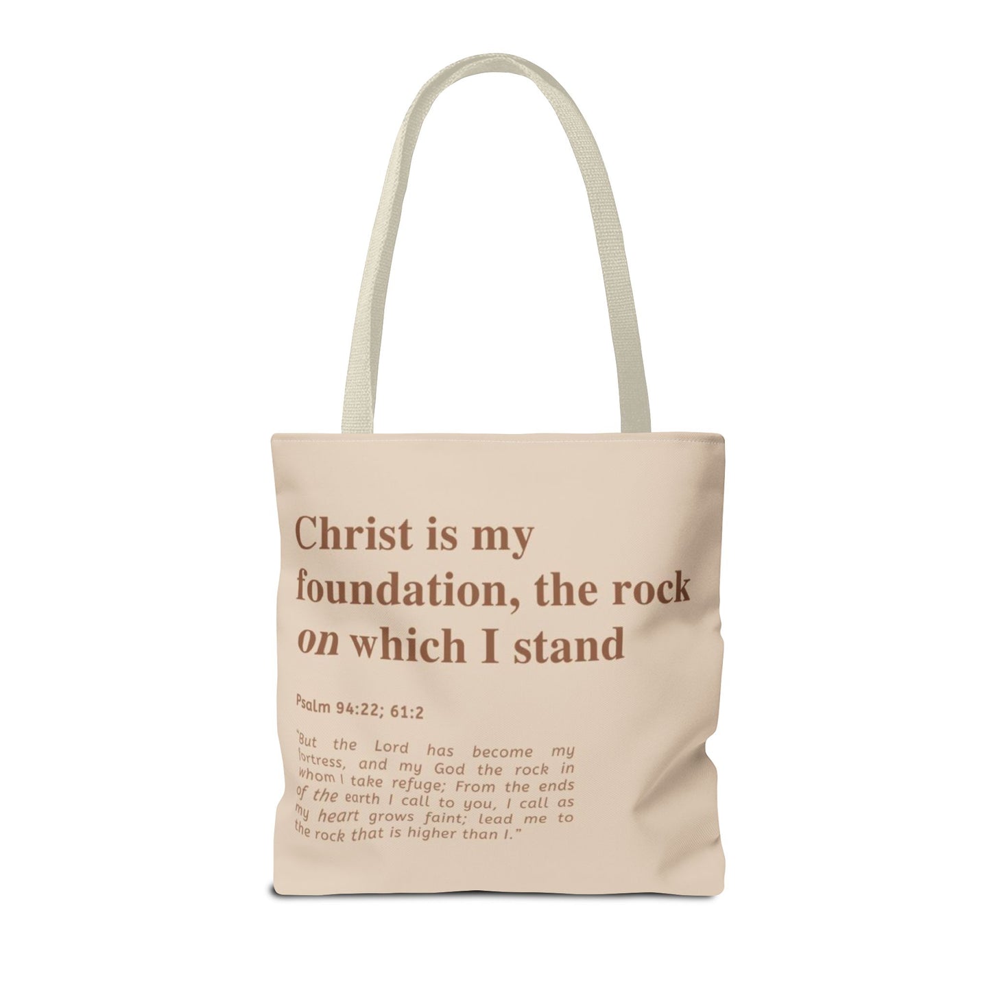 Inspirational Tote Bag | "Christ is My Foundation"