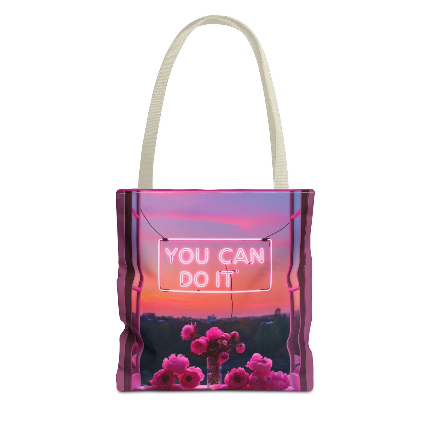 You can do it to faith, flowers, and  fierceness tote bag