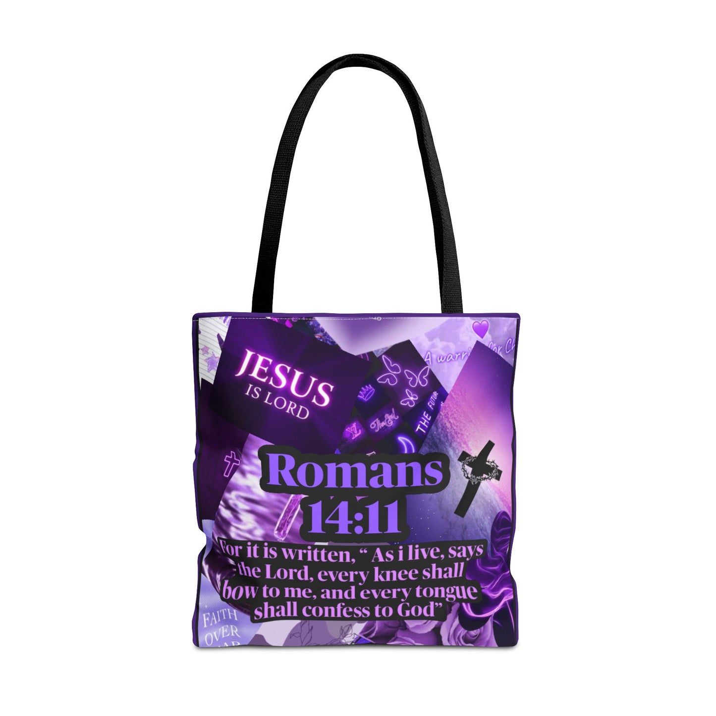 Inspirational Tote Bag - Romans 14:11 - Faith and Hope Design
