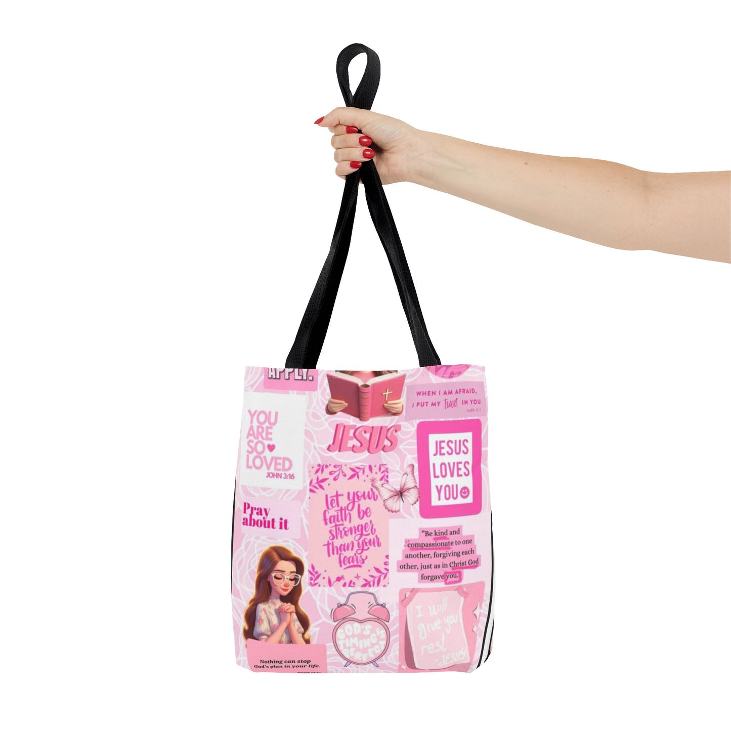 Inspirational Jesus Tote Bag - Motivational AOP Design