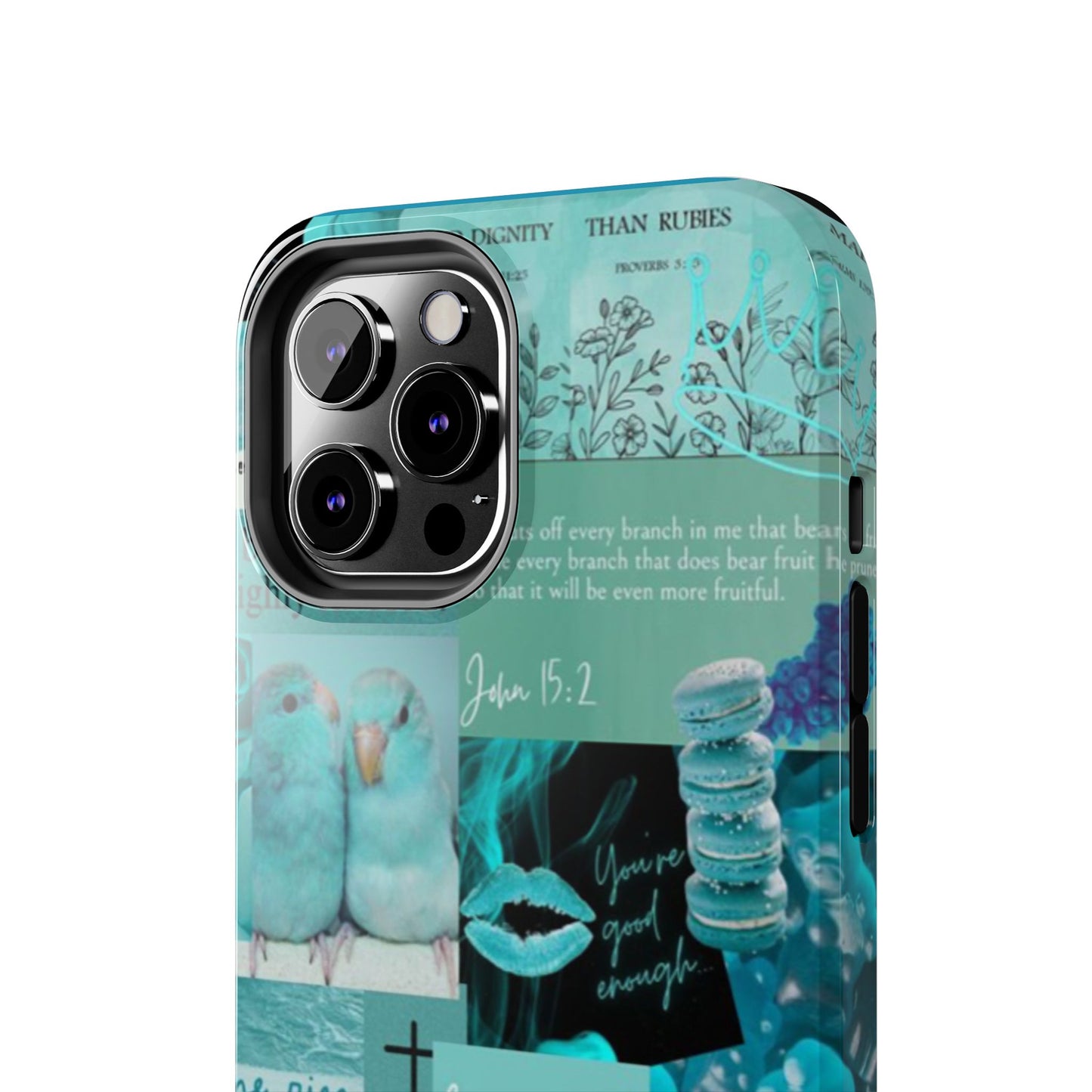 Beautiful one phone case aqua teal scripture collage