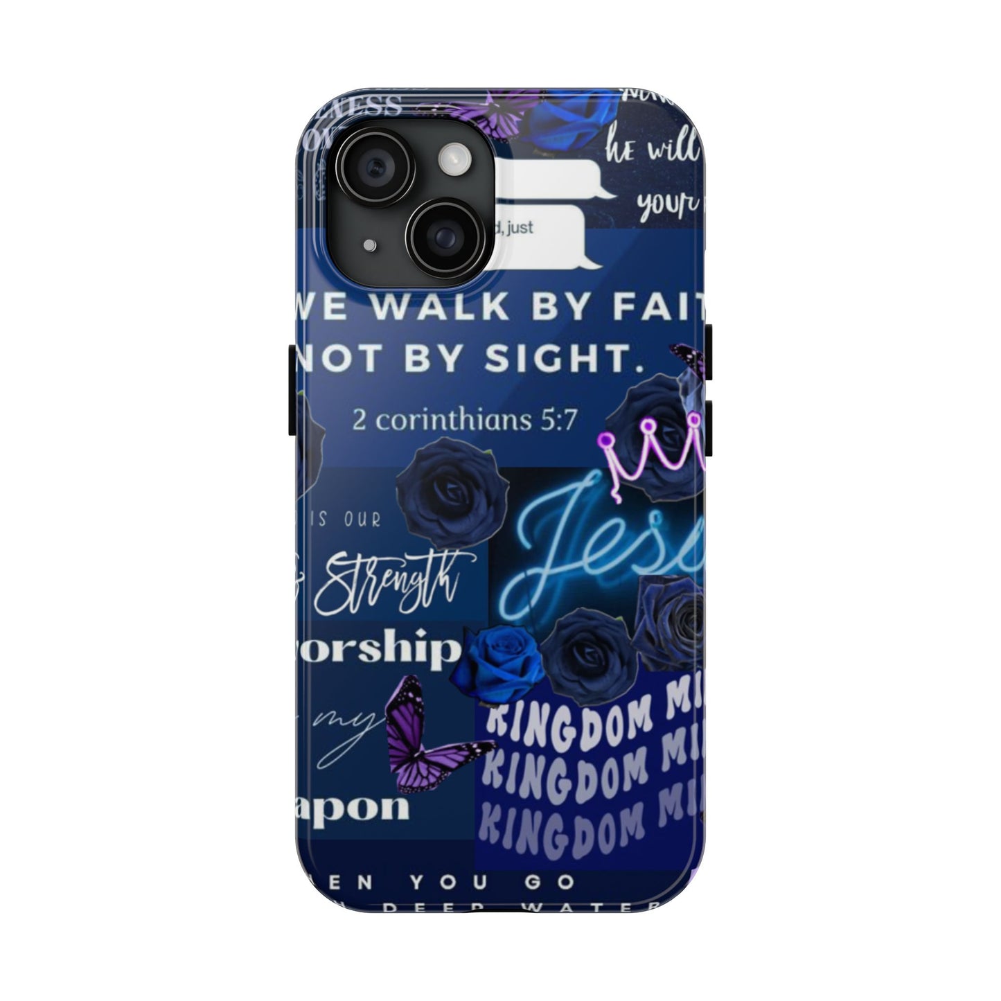 Kingdom mindset phone case deep blue faith & scripture collage