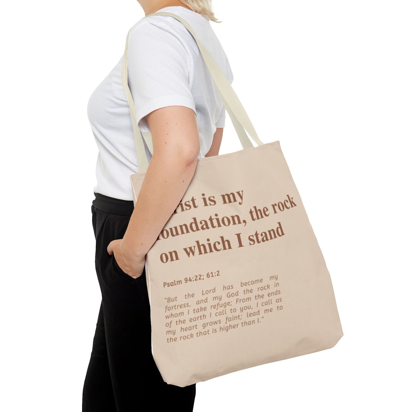 Inspirational Tote Bag | "Christ is My Foundation"