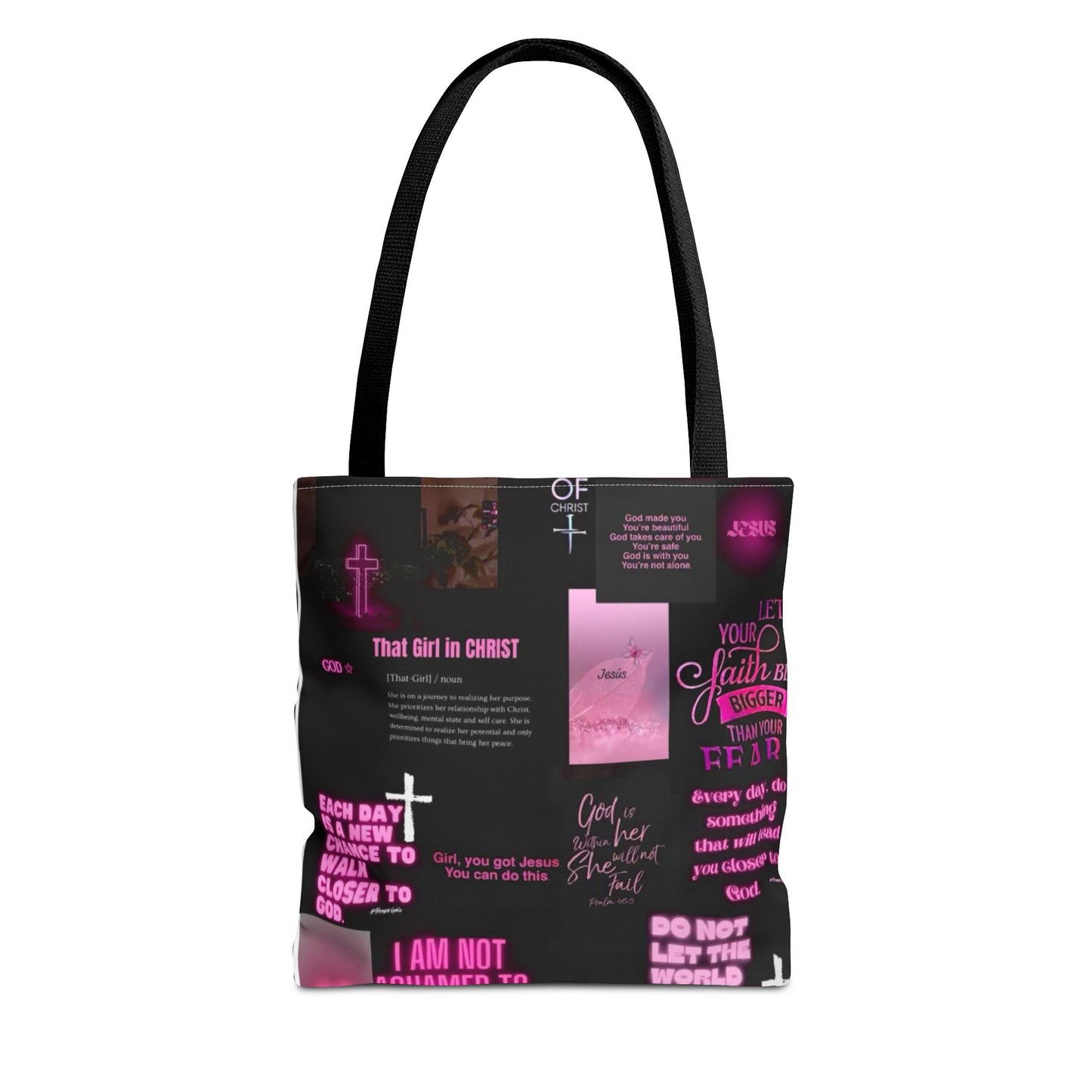 Faith-Inspired Tote Bag - Empowering Spiritual Quotes