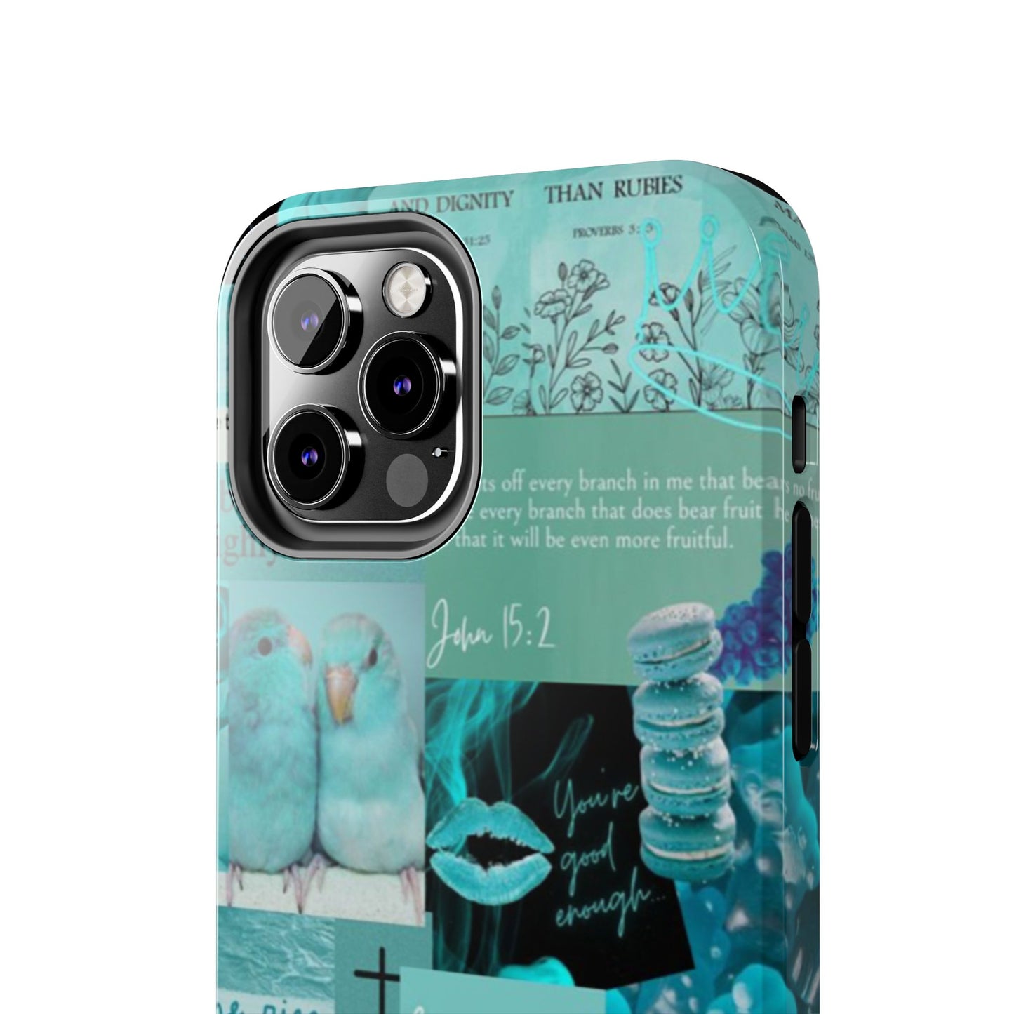 Beautiful one phone case aqua teal scripture collage