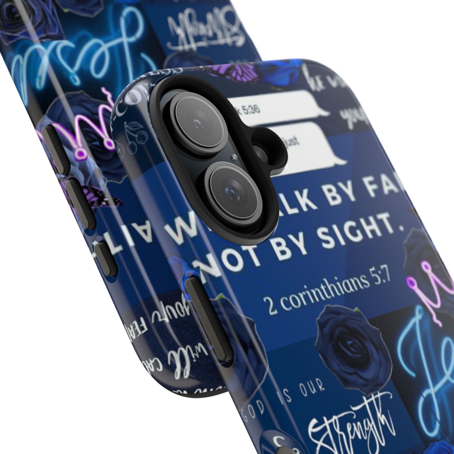 Kingdom mindset phone case deep blue faith & scripture collage
