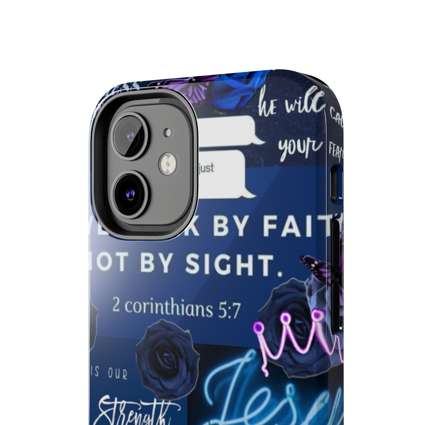 Kingdom mindset phone case deep blue faith & scripture collage