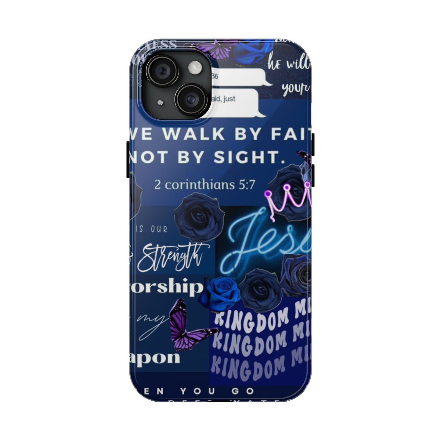 Kingdom mindset phone case deep blue faith & scripture collage