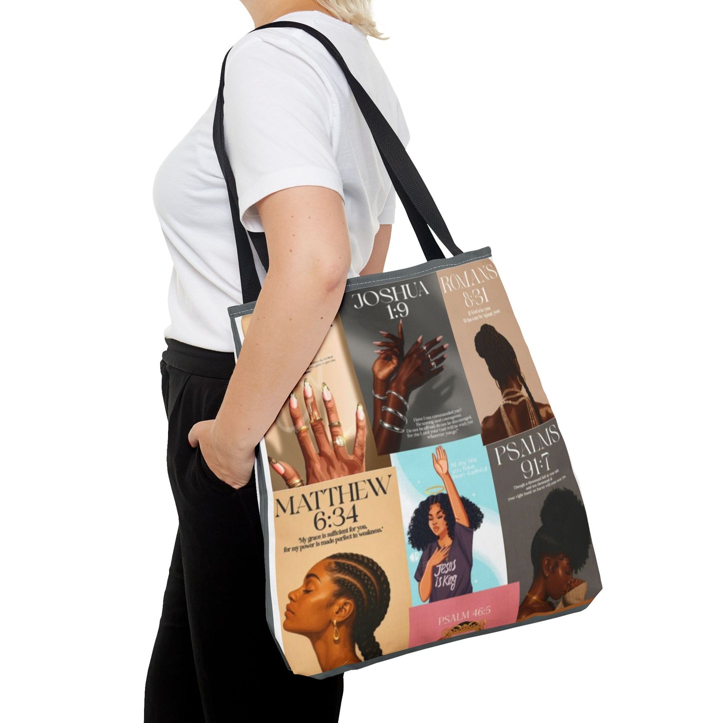 Inspirational Tote Bag - Faith-Inspired Design with Scripture Quotes