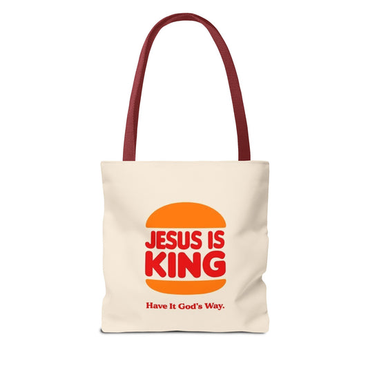 Religious Inspirational Tote Bag - "Jesus is King" with Quote