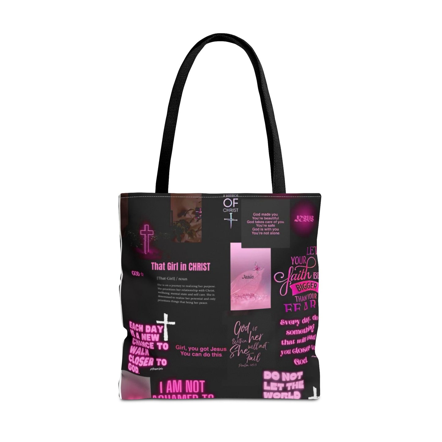 Faith-Inspired Tote Bag - Empowering Spiritual Quotes