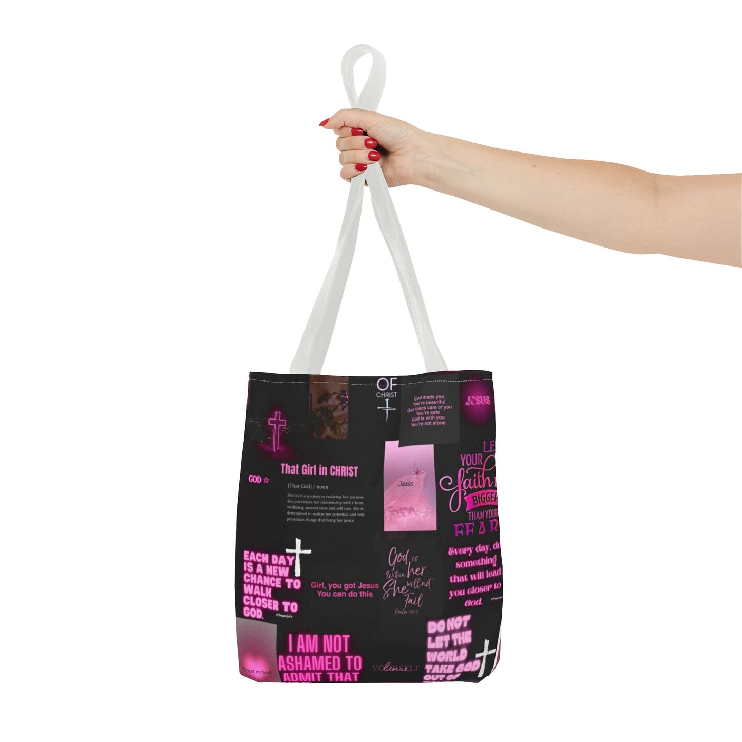 Faith-Inspired Tote Bag - Empowering Spiritual Quotes