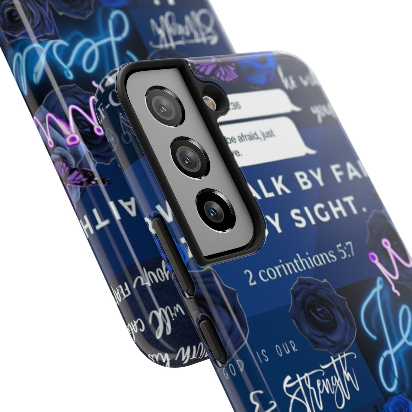 Kingdom mindset phone case deep blue faith & scripture collage
