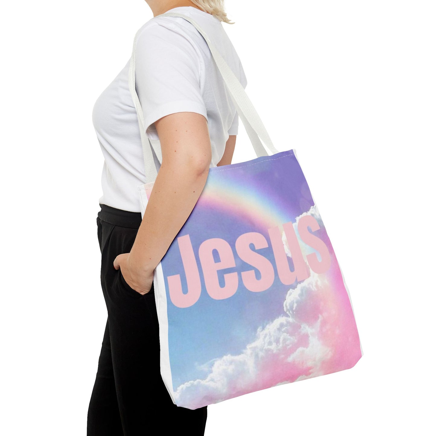 Rainbow Jesus Tote Bag - Inspirational AOP Design