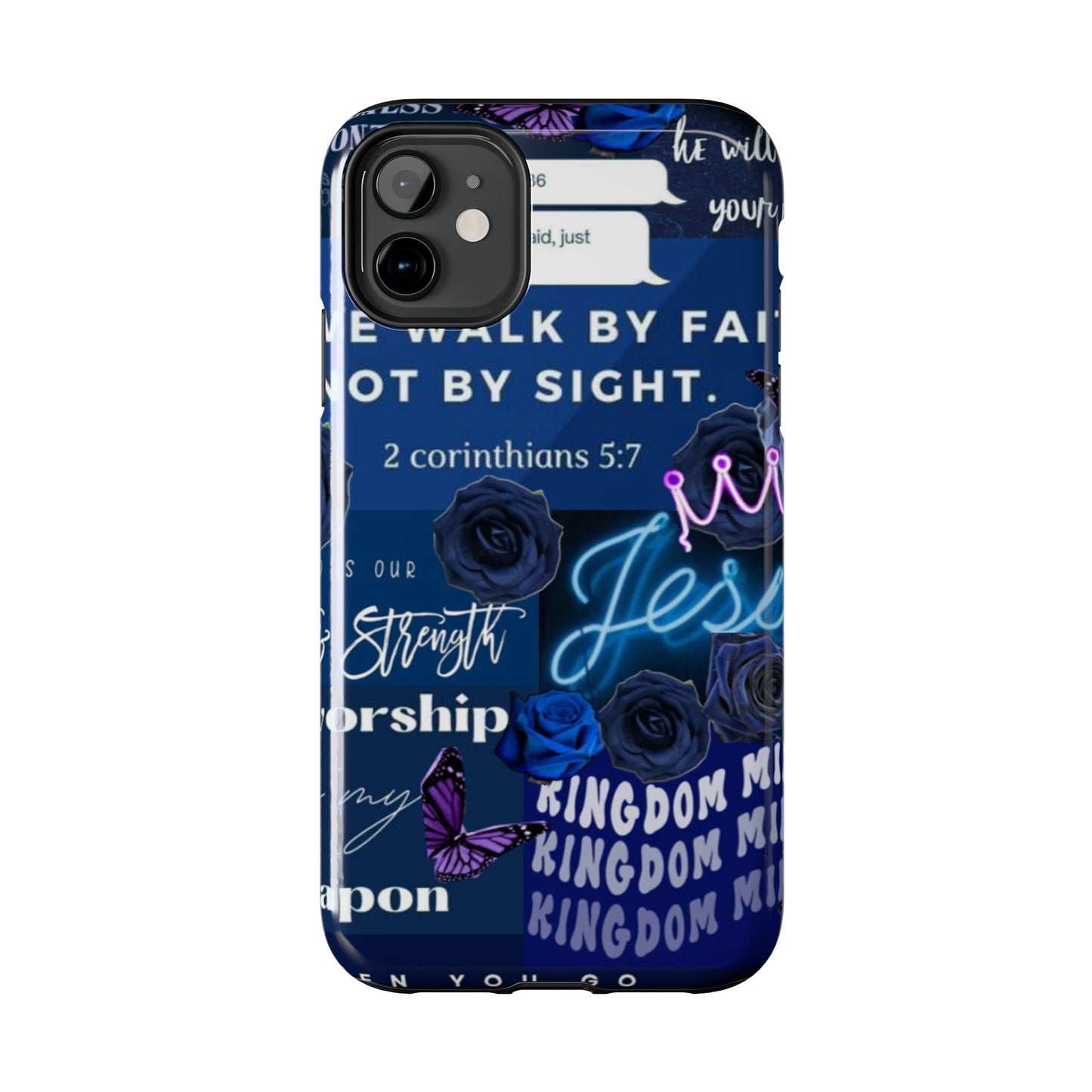 Kingdom mindset phone case deep blue faith & scripture collage
