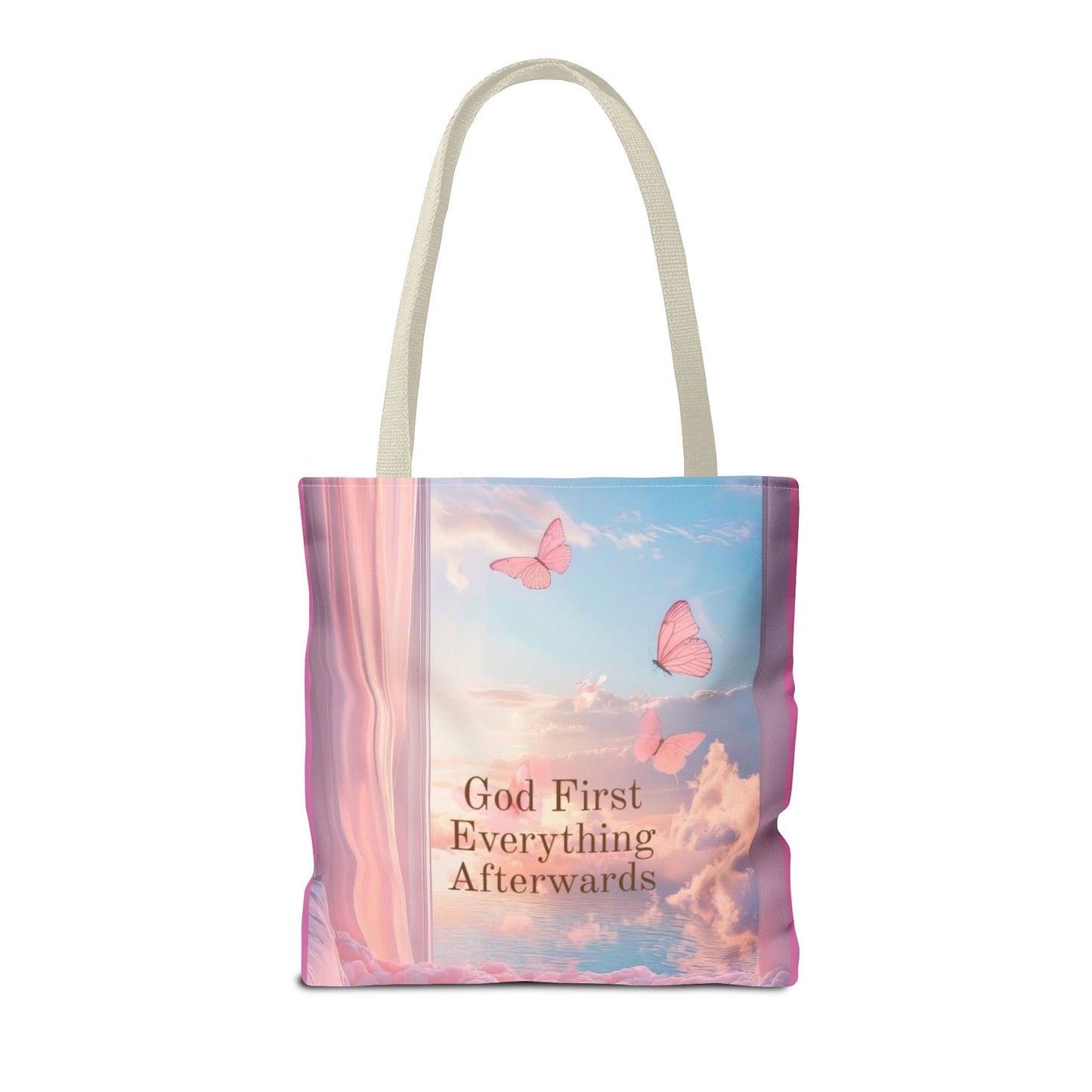 God first everything afterwards pink Tote Bag