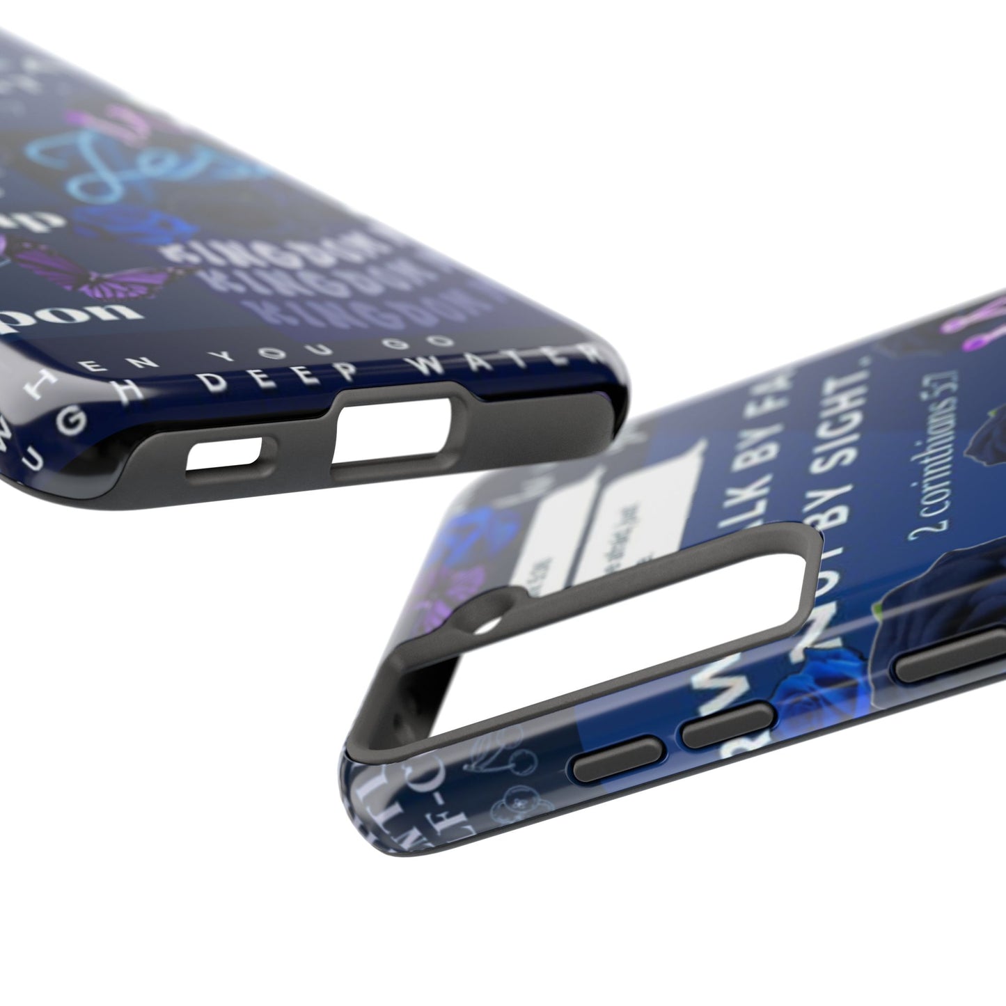 Kingdom mindset phone case deep blue faith & scripture collage